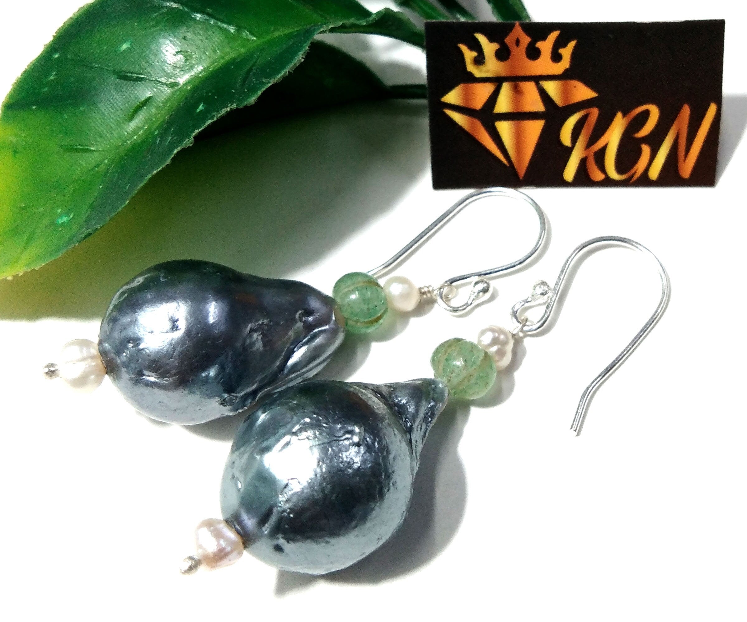 Beautiful Grey Baroque Pearl Earring, 925 Sterling Silver Earring, Elegant Pearl Gift, Fine Grey Baroque Pearl Handmade Earring, For Women